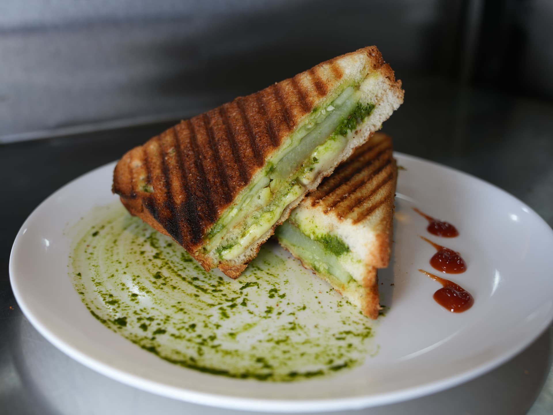 Freshly prepared grilled sandwich